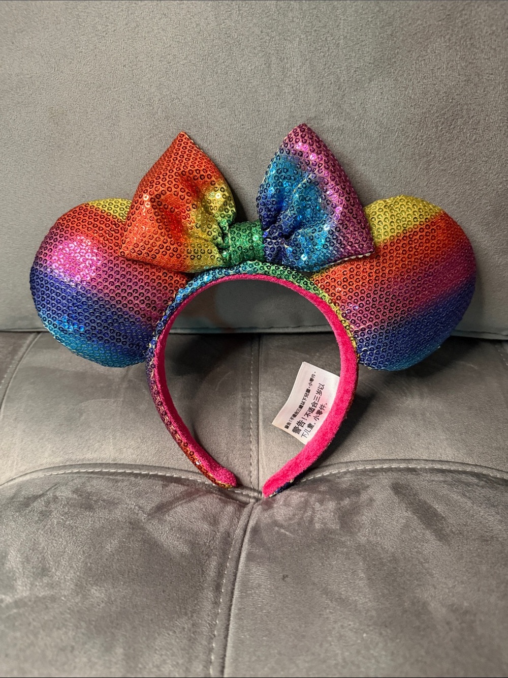 Disney Rainbow Sequin Minnie Ear Headband with Bow